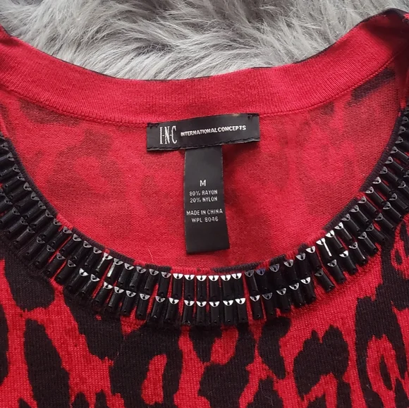 Cardigan ,black beaded neck, size M. INC brand. - Picture 2 of 2